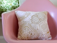 Smile and Wave Crochet Doily Pillow
